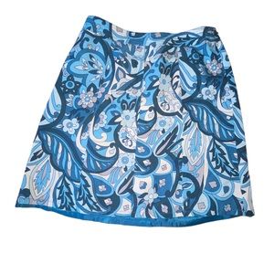 Ann Taylor Blue Floral Design Lined A Line Skirt Size 4P